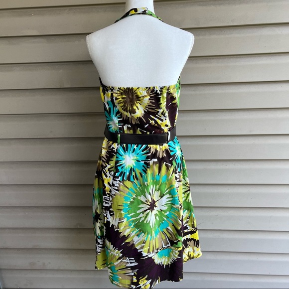 â˘R & K Originals⢠Abstract Floral Belted Halter Dress - Size 12 - Picture 7 of 12